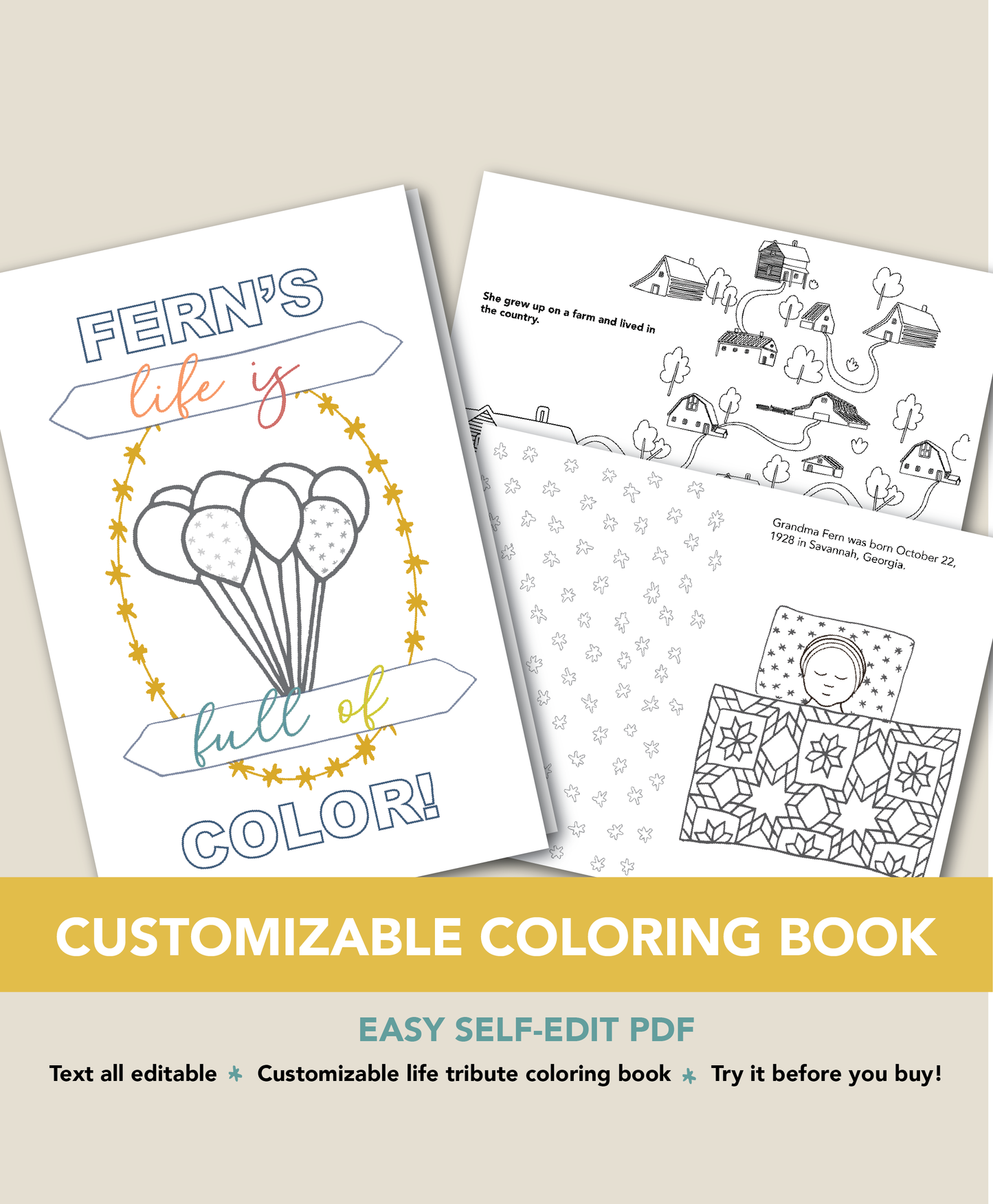 Customizable Coloring Book - PDF